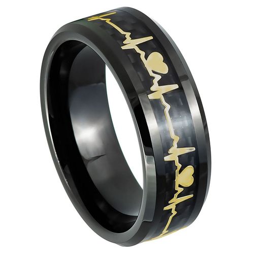 Black Heartbeat Ring - 1099