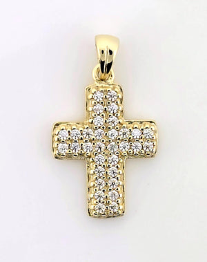 Small Double Lines Gold Plating Diamond Cross