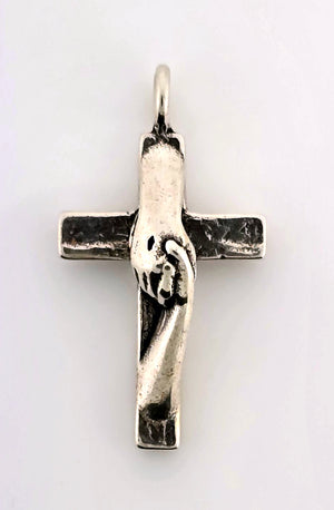 Custom Made Sterling Silver Cross with Hands