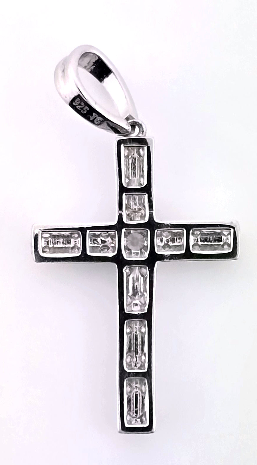 Single Line Diamond and Silver Cross