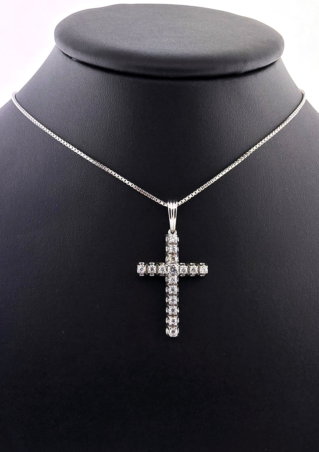 Single Line Diamond and Silver Cross