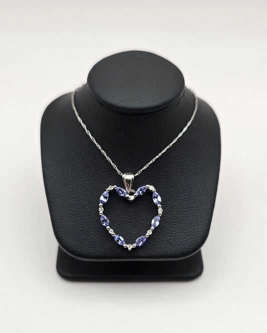 Tanzanite and Diamond Heart Pendant