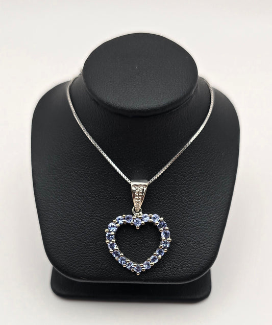 White Gold and Tanzanite Heart Pendant
