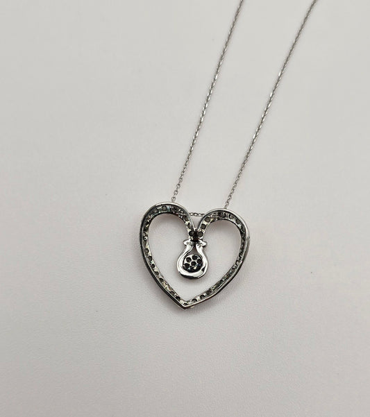 Sterling Silver with Diamond Heart Pendant