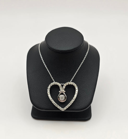 Sterling Silver with Diamond Heart Pendant