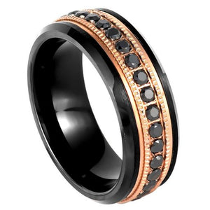 Black Rose Gold Diamond Lab Eternity Ring - 909