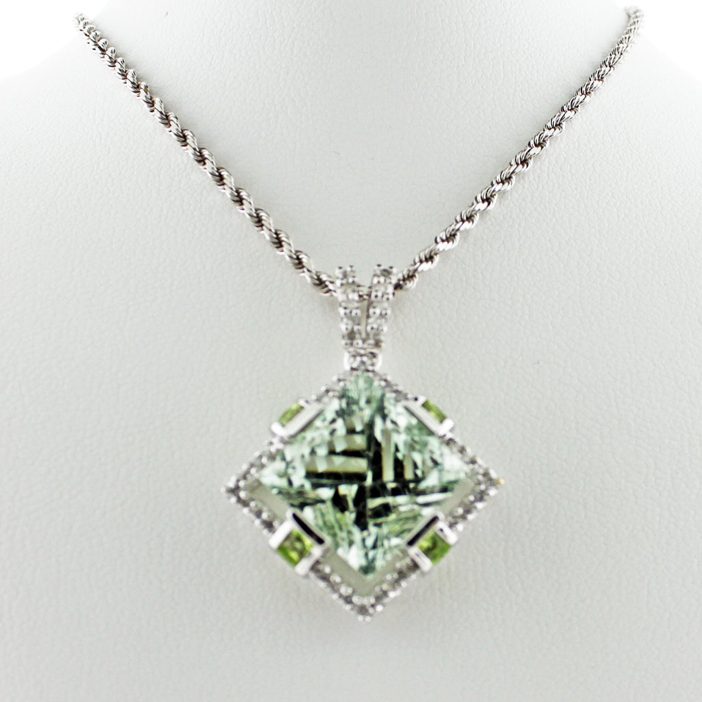 DESIGNER 14K WG AQUA PENDANT