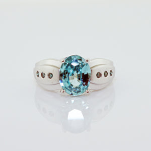 BLUE TOPAZ & BLUE DIAMOND WG RING