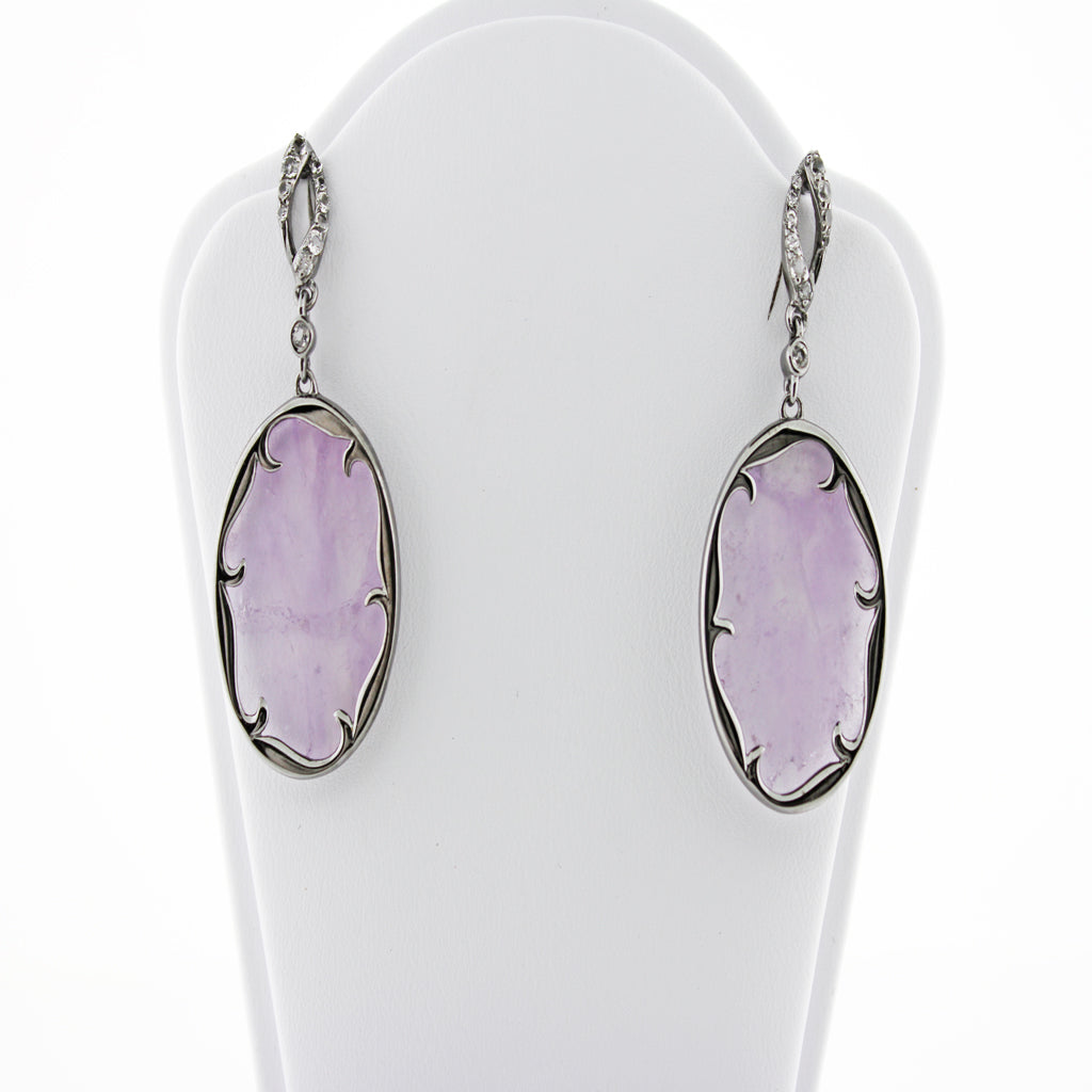 OVAL FLAT AMETHYST EARRINGS