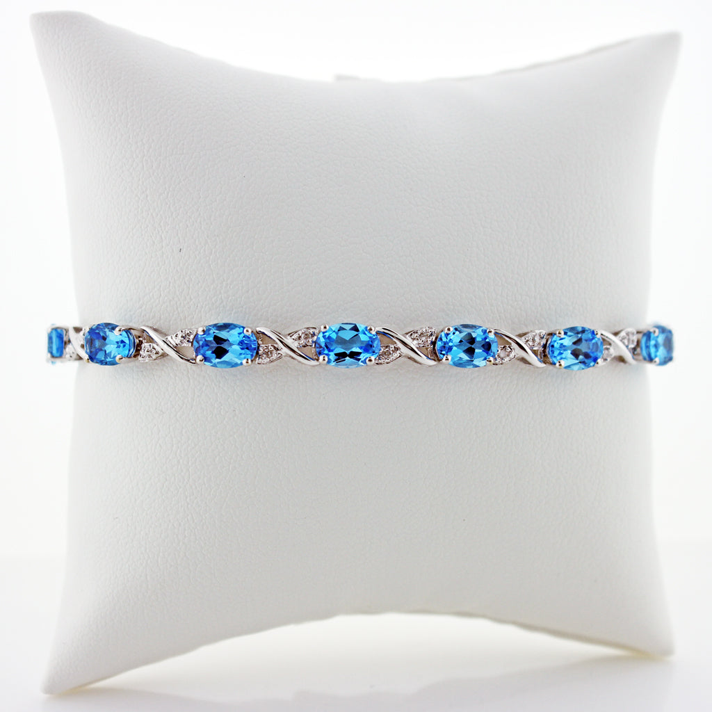 BLUE TOPAZ 10K WG  TENNIS BRACELET