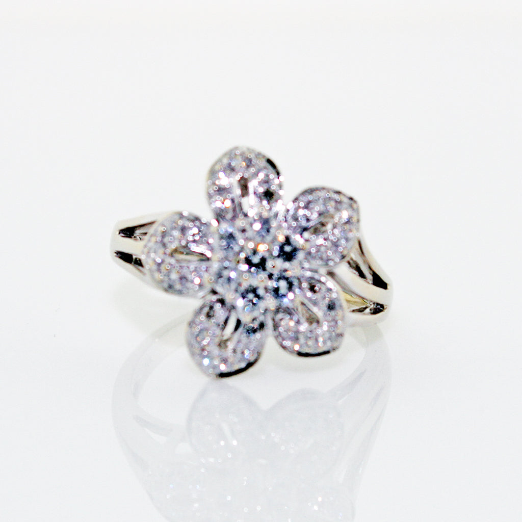 DIAMOND FLOWER 14K WG RING