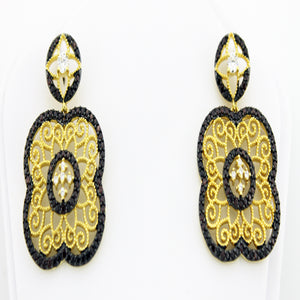 DECO FLOWER DANGLING EARRINGS (MATCHING PENDANT)