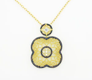 DECO FLOWER PENDANT CHAIN (MATCHING EARRINGS)
