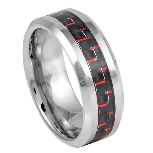Red and Black Carbon Fiber Ring -205