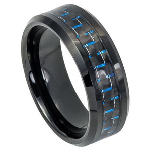 Blue and Black Carbon Fiber Ring - 770
