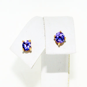 ROUND AMETHYST STUD EARRINGS