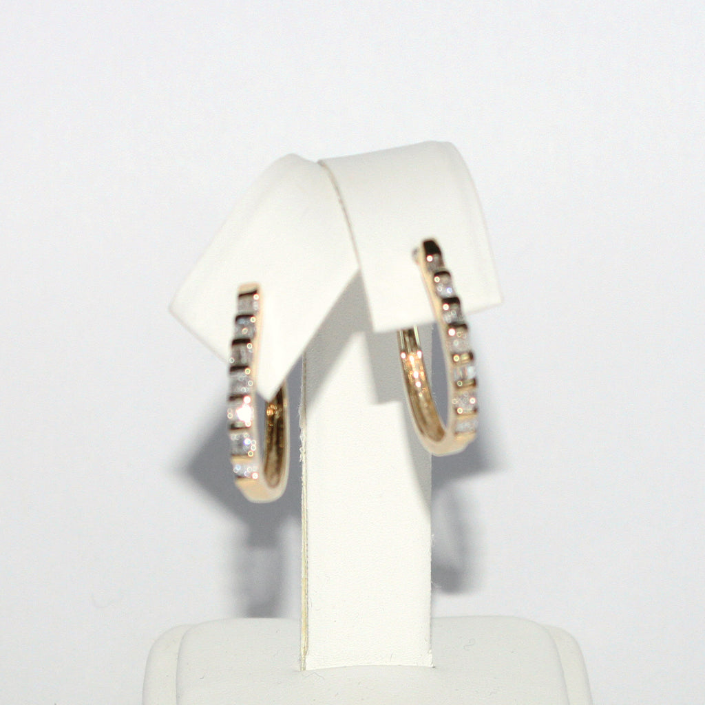 BAGUETTE ROUND DIAMOND 10K YG CUFF EARRINGS
