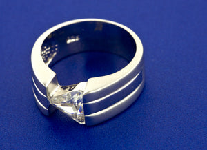 TRILLION CUT CRYSTAL RING