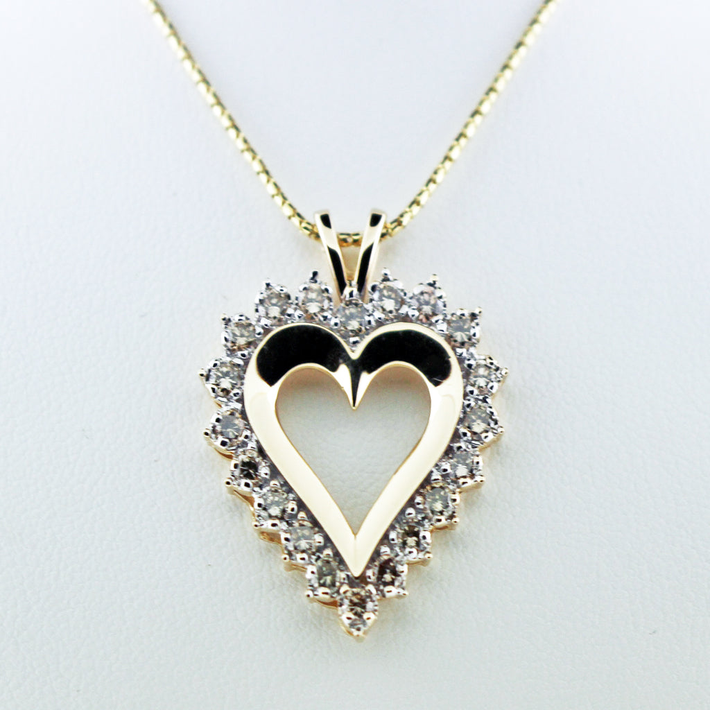 DECO LARGE DIAMOND 14K YG HEART PENDANT