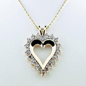 DECO LARGE DIAMOND 14K YG HEART PENDANT