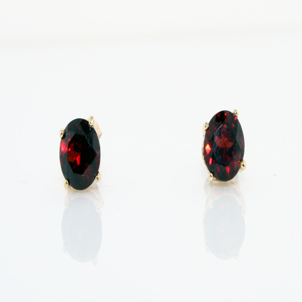 ROUND GARNET STUD EARRINGS