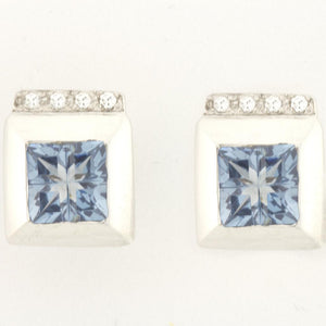 PRINCESS CUT BLUE TOPAZ EARRINGS