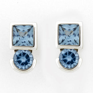 ROUND/SQUARE BLUE TOPAZ EARRINGS