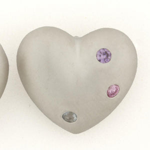 MATTE FINISHED DOME HEART EARRINGS