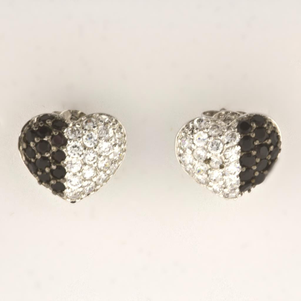 BLACK & WHITE HEART STUD EARRINGS