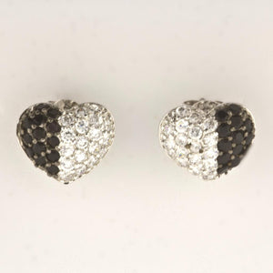 BLACK & WHITE HEART STUD EARRINGS