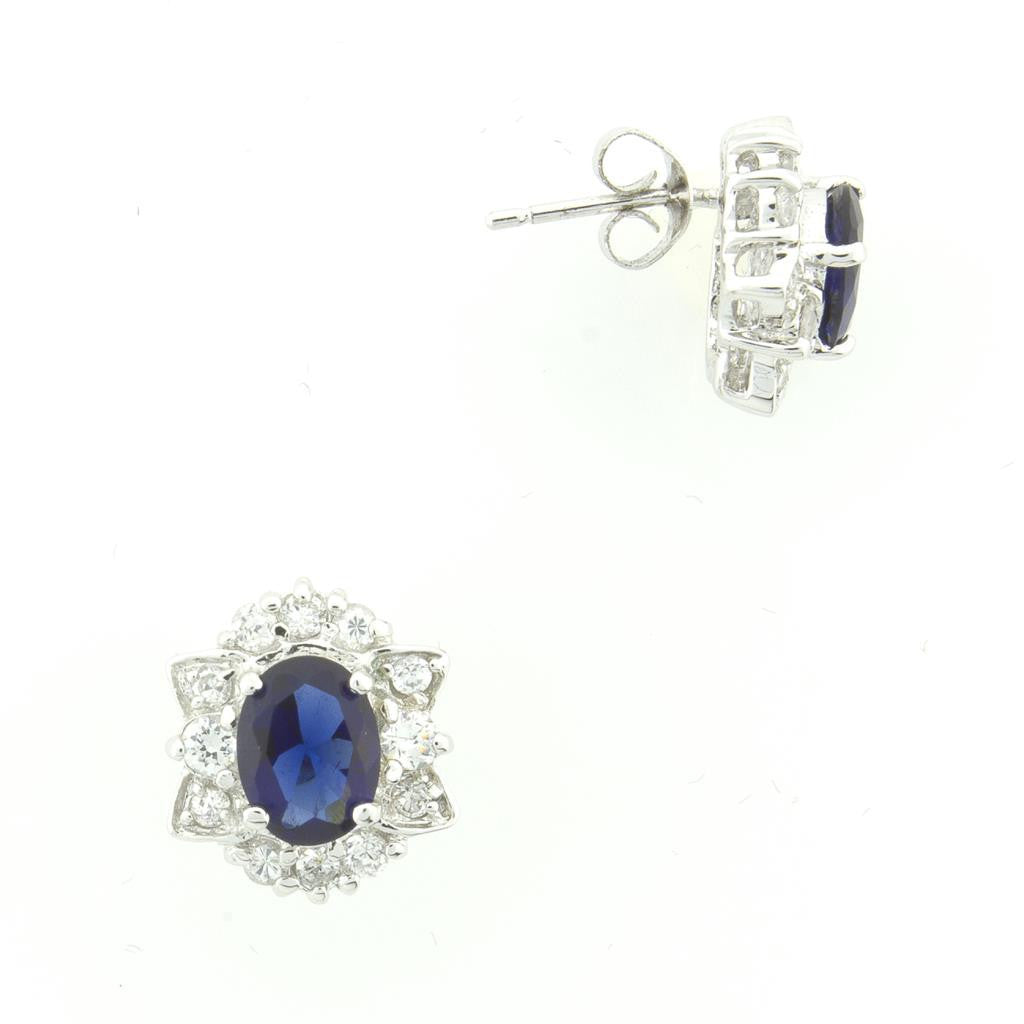 BLUE SAPPHIRE HALO EARRINGS (MATCHING RING)