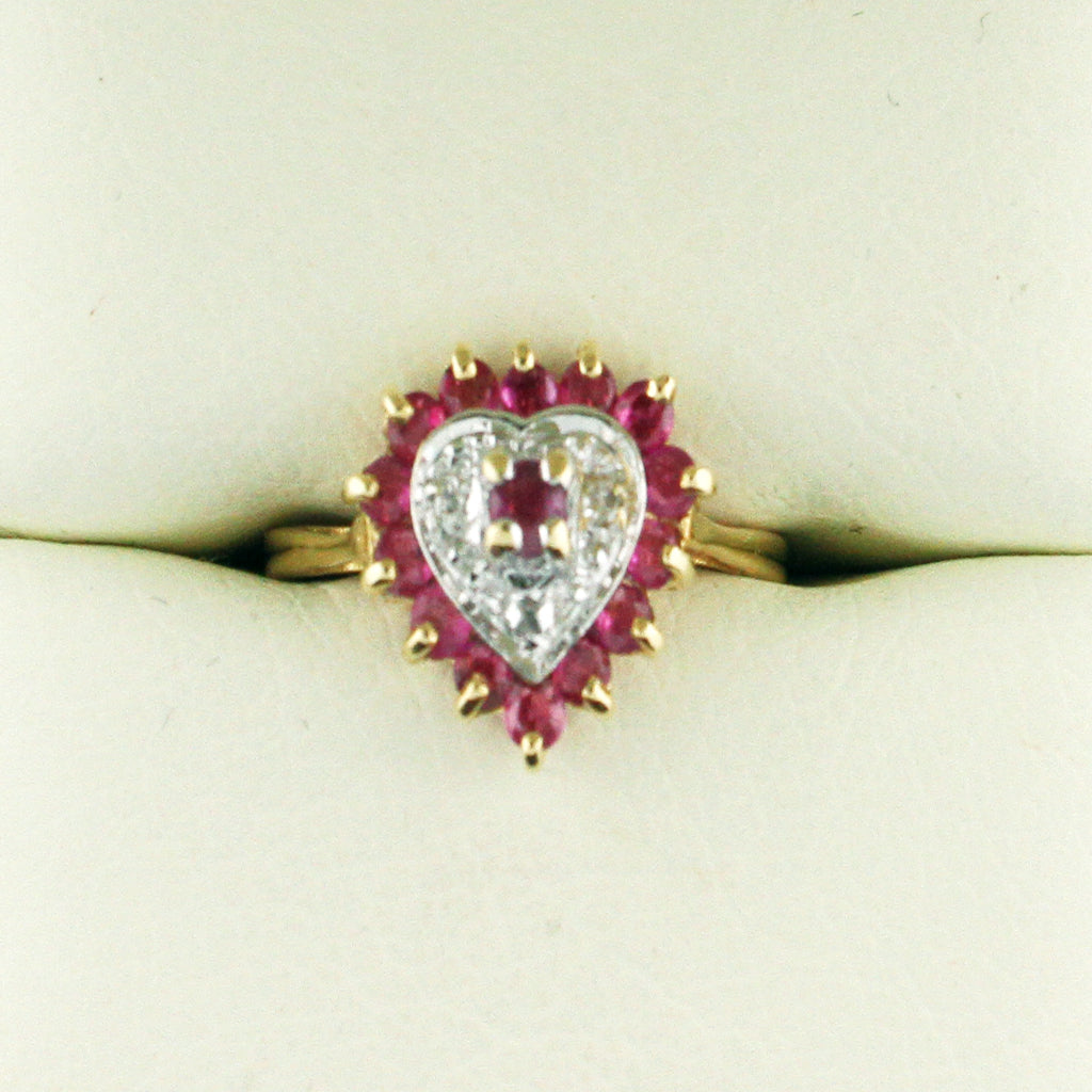 RUBY DIAMOND  HEART RING