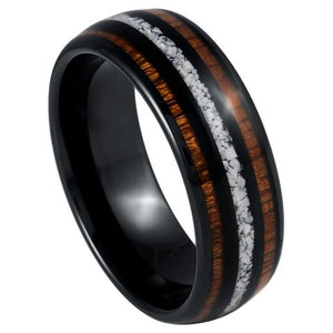White Turquoise Koa Ring - 1047