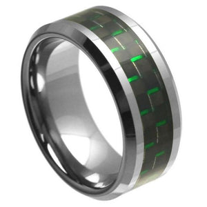 Green and Black Carbon Fiber Ring - 324